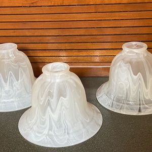 Set 3 Frosted marbleized glass bath vanity fitter lamp  shades